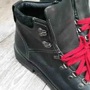 Cole Haan | Shoes | Cole Haan Black Leather Red Lace Boots 